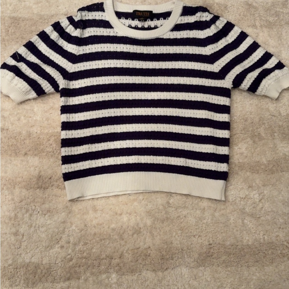 Women’s Striped Navy and White Sweater